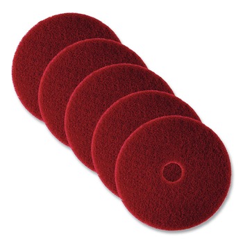 3M 12 in. Low-Speed Buffer Floor Pads - Red (5/Carton)
