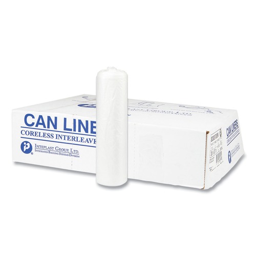Trash Bags | Inteplast Group S303708N High Density 30 gal. 8 Microns 30 in. x 37 in. Interleaved Commercial Can Liners - Clear (500/Carton) image number 0