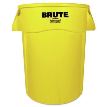 Rubbermaid Commercial 44 Gallon Plastic Vented Round Brute Container - Yellow