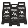 Safety Signs | Gritt Commercial GRI184BLK3PK 11.8 in. x 12 in. x 24 in. Caution Wet Floor Sign - Black (3/Carton) image number 5