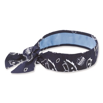 Ergodyne Chill-Its 6700CT One Size Fits Most Cooling Bandana PVA Tie Headband - Navy Western