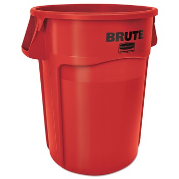 Rubbermaid Commercial BRUTE 44 Gallon Vented Plastic Round Container - Red