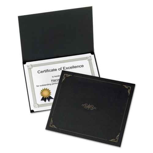 Office Jansan | Oxford 29900055BGD 11.25 in. x 8.75 in. Certificate Holder - Black (5/Pack) image number 0