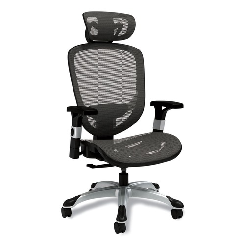 Office Chairs | Alera ALEMV41BME48 17.24 in. to 20.98 in. Seat Height Supports Up to 275 lbs. Minerva Ergonomic Mesh Swivel Task Chair - Gray Seat/Back, Silver Base image number 0