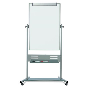 MasterVision 35.4 in. x 47.2 in. 80 in. Tall Vertical Orientation Revolver  - Silver Aluminum Frame