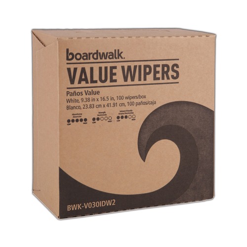  | Boardwalk BWK-V030IDW2 9.33 in. x 16.5 in. DRC Wipers - White (100 Dispenser Packs, 9 Dispenser Packs/Carton) image number 0