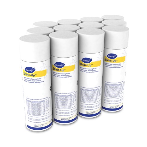 Office Jansan | Diversey Care 904390 15 oz. Aerosol Spray Shine-UpTM/MC Multi-Surface Foaming Polish - Lemon Scent (12/Carton) image number 0
