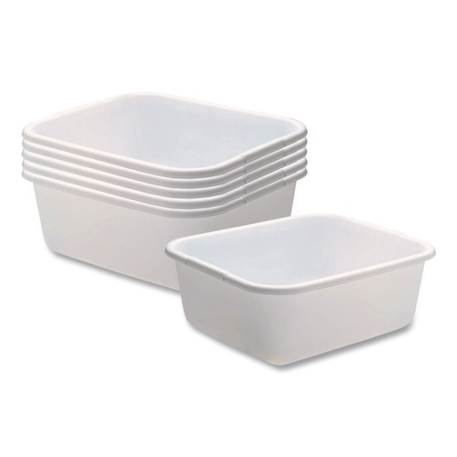 Rubbermaid 2951ARWHTCT Microban 14.5 in. x 12.5 in. x 5.7 in. 4.5 Gallon Dishpan - White (6/Carton)