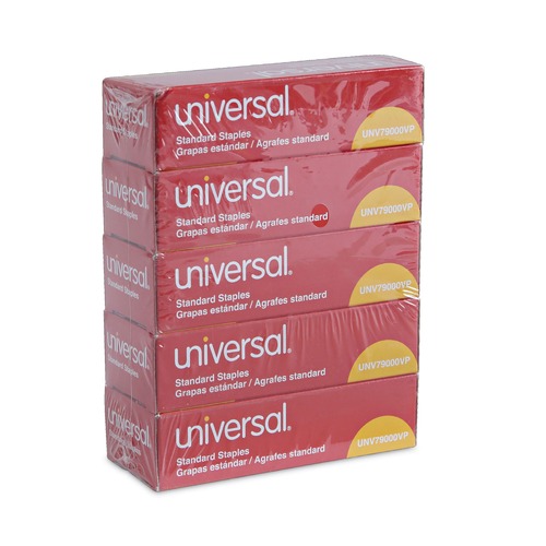 Staples | Universal UNV79000VP 0.25 in. x 0.5 in. Standard Chisel Point Staples - Steel (25000/Pack) image number 0