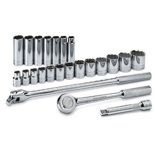 Socket Sets | SK Hand Tool 4123 23-Piece 1/2 in. Drive 12-Point Std/Deep Well SAE Socket Set image number 0