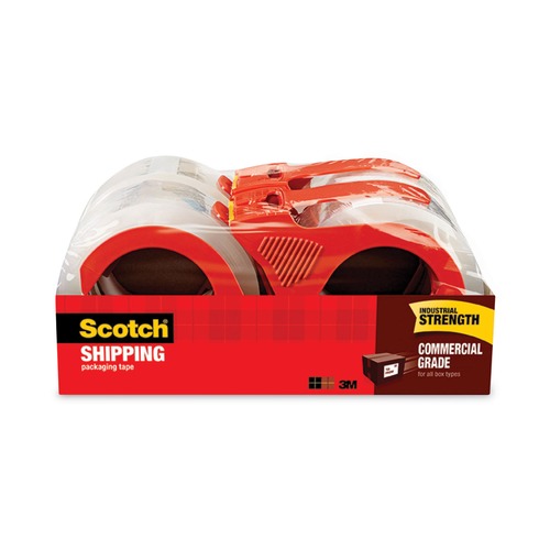  | Scotch 3750-4RD 1.88 in. x 54.6 Yards 3750 Commercial Grade 3 in. Core Packaging Tape with Dispenser - Clear (4/Pack) image number 0