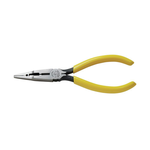 Pliers | Klein Tools VDV026-049 7 in. Connector Crimping Needle Nose Pliers - Yellow image number 0