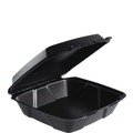 Food Trays, Containers, and Lids | Dart 90HTPFB1R 9.01 in. x 9.4 in. x 3.1 in. Insulated Foam Hinged Lid Containers - Black (200/Carton) image number 0