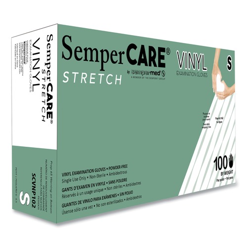 Disposable Gloves | SemperCare SCVNP102 Stretch Vinyl Examination Gloves (1000/Carton) image number 0