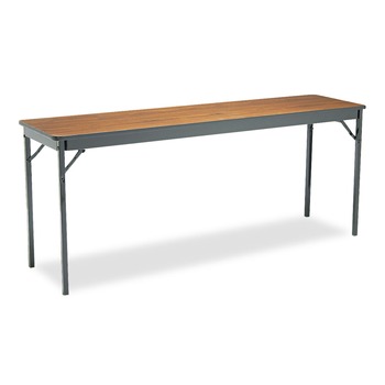 Barricks 72 in. x 18 in. x 30 in. Rectangular Special Size Folding Table - Walnut/Black