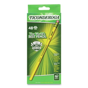 Ticonderoga HB (#2) Pencils - Black Lead, Yellow Barrel (48/Pack)