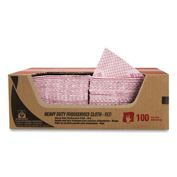 CLEANING CLOTHS | WypAll 51634 100/Carton 12.5 in. x 23.5 in. Heavy-Duty Foodservice Cloths - Red