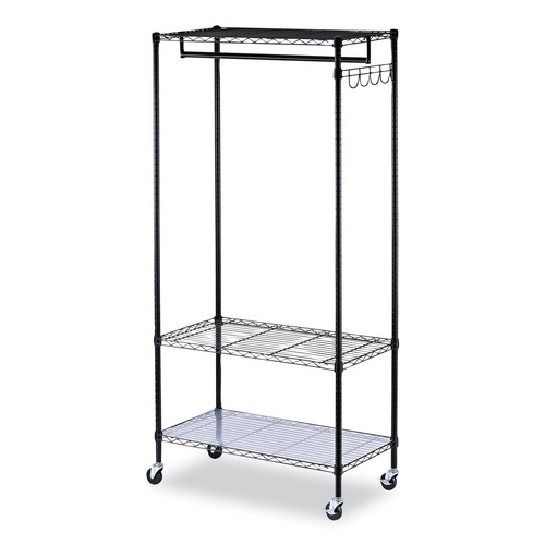 Office Jansan | Alera ALEGR363618BL 36 in. W x 18 in. D x 75 in. H 30 Garments Wire Shelving Garment Rack - Black image number 0