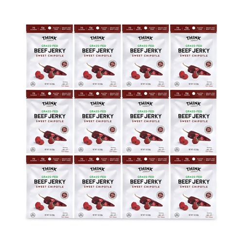 Snacks | Think Jerky 628 1 oz. Beef Jerky - Sweet Chipotle (12/Pack) image number 0