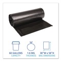 Trash Bags | Boardwalk X7658XKKR01 38 in. x 58 in. 60 gal. 1.6 mil Recycled Low-Density Polyethylene Can Liners - Black (100/Carton) image number 4