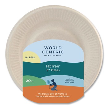World Centric 6 in. Diameter Fiber Plates - Natural (20/Pack)