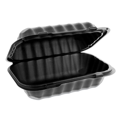 Choice 11 x 8 1/2 x 3 Microwaveable 1-Compartment Black / Clear Plastic  Hinged Container 