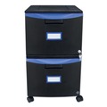 Storex 61314U01C 14.75 in. x 18.25 in. x 26 in. Two Drawer Mobile Filing Cabinet - Black/Blue image number 0