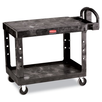 UTILITY CARTS | Rubbermaid Commercial FG452500BLA Flat Shelf 2-Shelf 500 lbs. Capacity Utility Cart - Black