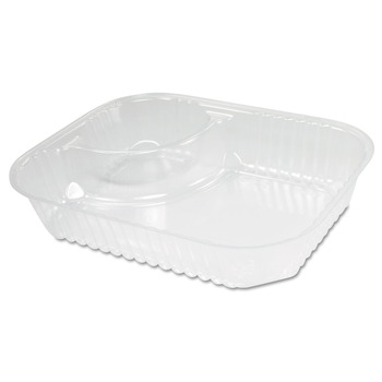 Dart C68NT2 3.3 oz. 6.2 in. x 6.2 in. x 1.6 in. ClearPac 2-Compartment Large Nacho Tray - Clear (500/Carton)