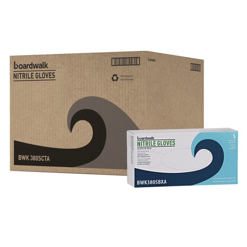 Disposable Gloves | Boardwalk 380SCTA 4 mil. Disposable General-Purpose Nitrile Gloves - Small Blue (1000/Carton) image number 0