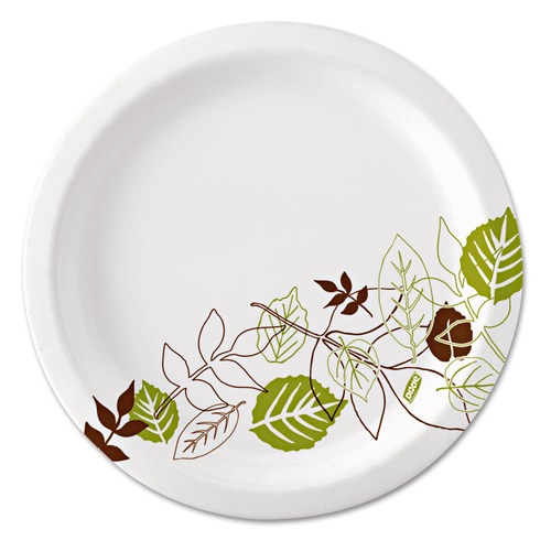  | Dixie UX7WS Pathways Soak-Proof Shield WiseSize 6.88 in. Paper Plates - Green/Burgundy (500/Carton) image number 0