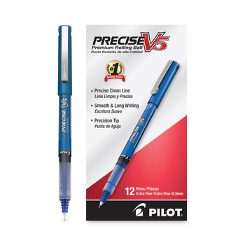 Pilot Precise V5 0.5 mm Roller Ball Pen - Extra-Fine, Blue (1 Dozen)