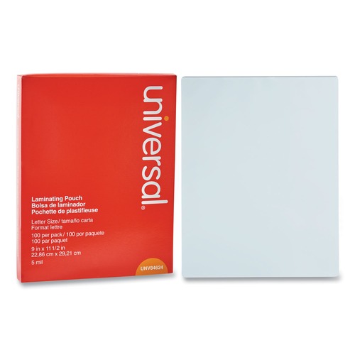 | Universal UNV84624 9 in. x 11.5 in. 5 mil Laminating Pouches - Gloss Clear (100/Pack) image number 0