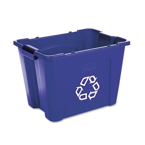 Trash & Waste Bins | Rubbermaid Commercial FG571473BLUE 14 Gal. Stacking Recycle Bin (Blue) image number 0