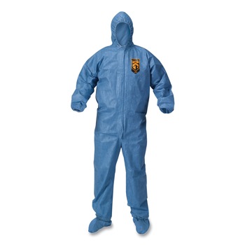 KleenGuard KCC 45355 A65 Flame-Resistant Hood and Boot Coveralls - 2XL, Blue (25/Carton)