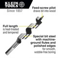 Drill Driver Bits | Klein Tools 53406 4 in. x 1 in.  Steel Ship Auger Bit with Screw Point image number 1
