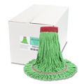 Mops | Boardwalk BWK503GNCT 5 in. Super Loop Cotton/Synthetic Fiber Wet Mop Head - Large, Green (12/Carton) image number 0