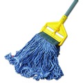 Mops | Rubbermaid Commercial FGC15206BL00 Swinger Loop Medium Cotton/Synthetic Wet Mop Head - Blue (6/Carton) image number 3