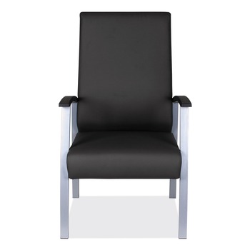 Alera ALEML2419 metaLounge Series 24.6 in. x 26.96 in. x 42.91 in. High-Back Guest Chair - Black Seat/Back, Silver Base