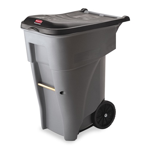 Trash & Waste Bins | Rubbermaid Commercial FG9W2100GRAY Brute Rollout Heavy-Duty Waste Container, Square, Polyethylene, 65gal, Gray image number 0