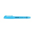 Office Jansan | Universal UNV08854 Chisel Tip Fluorescent Blue Ink Blue Barrel Pocket Highlighters (1 Dozen) image number 2