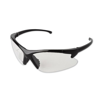 Ansell 2.0 Diopter Dual Readers Safety Glasses - Black Frame, Clear Hardcoat Scratch-Resistant Lens
