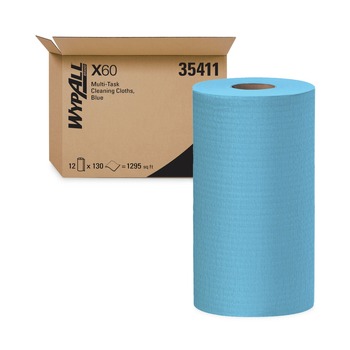 WypAll 35411 X60 9.8 in. x 13.4 in. Cloths - Small, Blue (130/Roll, 12 Rolls/Carton)