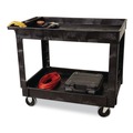 Utility Carts | Rubbermaid Commercial FG9T6700BLA 2 Shelves Plastic 500 lbs. Capacity 24 in. x 40 in. x 31.25 in. Service/Utility Carts - Black image number 4