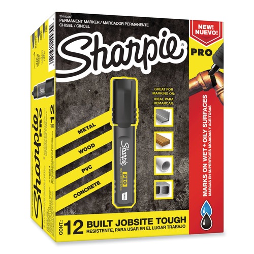 Permanent Markers | Sharpie 2018326 Pro Broad Chisel Tip Permanent Marker - Black (1-Dozen) image number 0