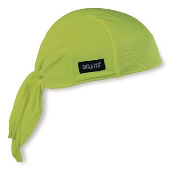 Ergodyne Chill-Its 6615 One Size Fits Most High-Performance Bandana Doo Rag with Terry Cloth Sweatband - Lime