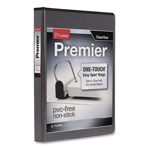 Office Jansan | Cardinal 10301 11 in. x 8.5 in. ClearVue 3-Ring 1 in. Capacity Easy Open Slant-D Ring Binder - Black image number 0