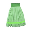 Mops | Boardwalk BWKMWTMGCT Microfiber Looped-End Wet Mop Heads - Medium, Green (12/Carton) image number 8