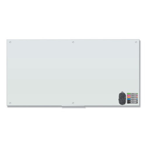 Office & Office Supplies | U Brands 3973U00-01 70 in. x 35 in. Magnetic Glass Dry Erase Board Value Pack - Frosted White image number 0