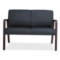  | Alera ALERL2219M 44.88 in. x 26.13 in. x 33 in. Reception Lounge Series Wood Loveseat - Black/Mahogany image number 2